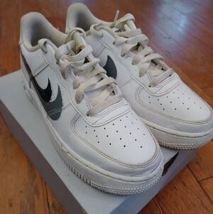 Nike Air Force 1 Low Spray Painted Double Swoosh Black/Gray Size 5Y(Womens 6.5)
